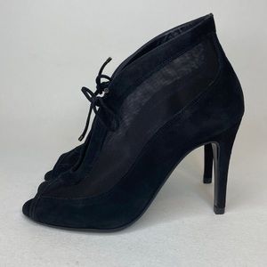 L.K. Bennett Suede Mesh Peep-Toe High Heels, Black, EU 39= Women's US size 8